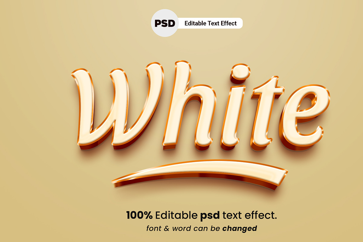 White 3D Editable Text Effect, a Brushes & More by Zamans