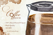 Hand Painted Coffee House Clipart, a Food Illustration by ArtCreationsDesign (Thumbnail 6 of 9)
