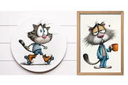 Watercolor Funny cat clipart, an Illustration by Designworld (Thumbnail 3 of 5)