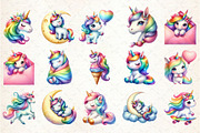 Rainbow Unicorn Watercolor Clipart, an Illustration by Rose Art (Thumbnail 2 of 7)