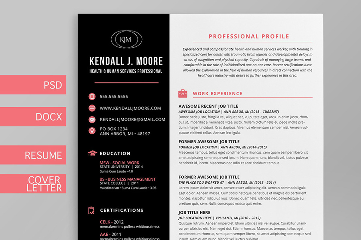 Resume + Cover Letter Template Suite, a Resume Template by Blissful Pixels (Photo 1 of 2)