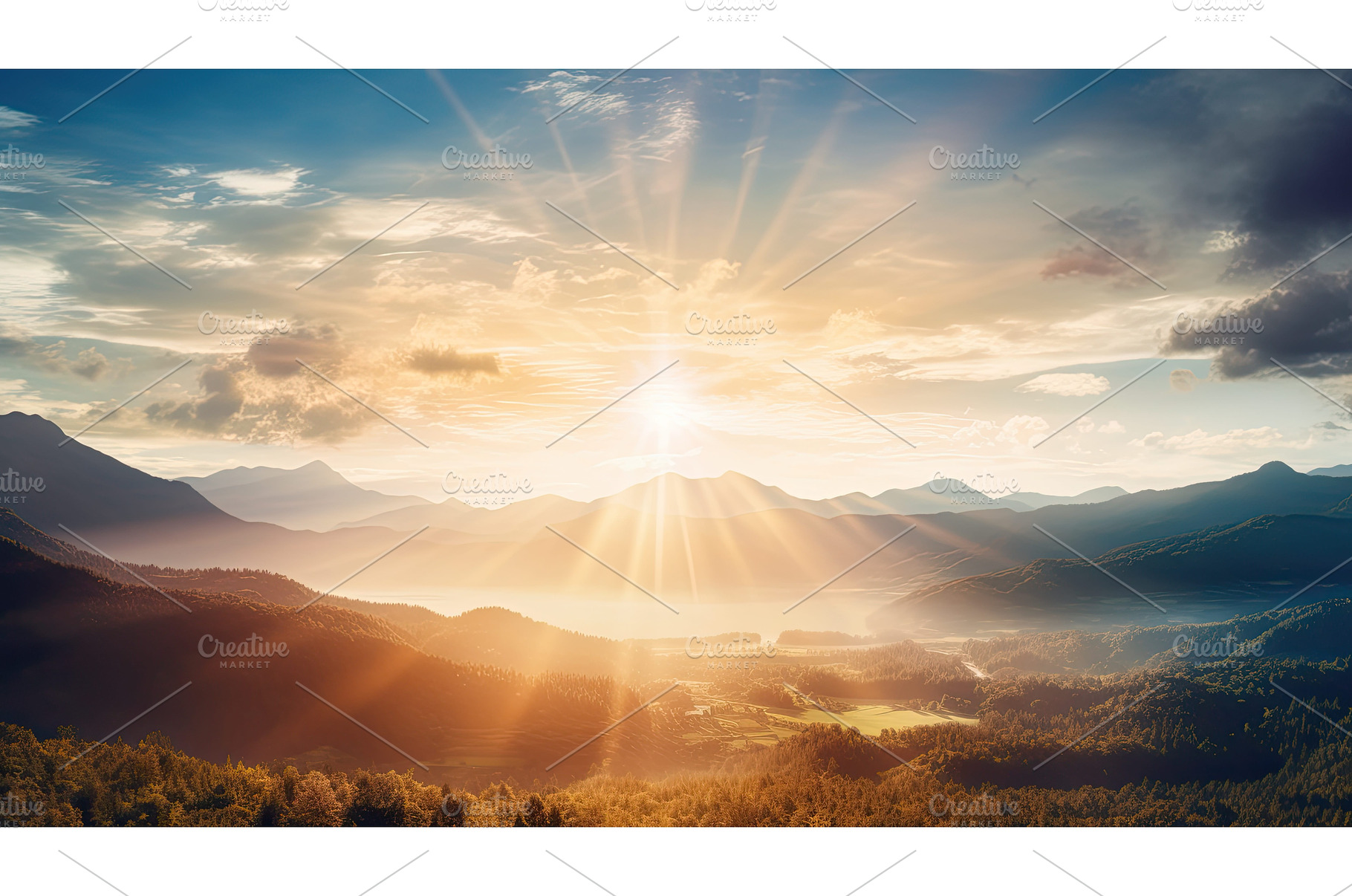 range sun lens flare ai generated, a Nature Photo by pikepicture