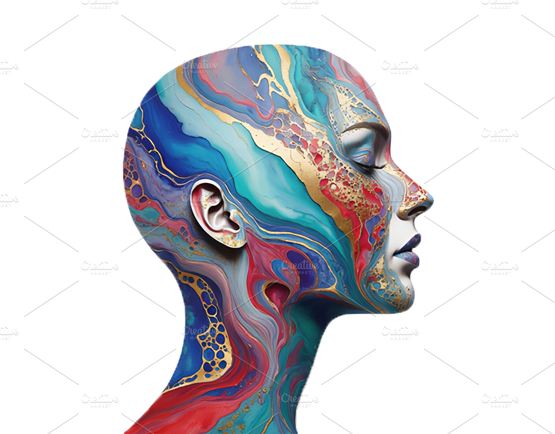 Isolated image of a surreal portrait woman filled with abstract, an Arts & Entertainment Photo by DanFLCreativo