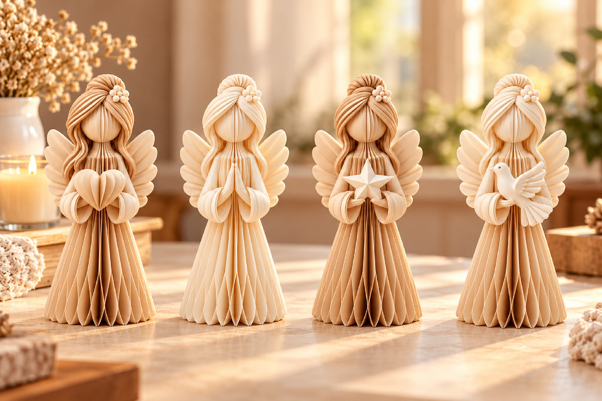 4 Elegant Angel Figurines STL, a Characters & Person 3D Model by Layerology (Photo 2 of 4)