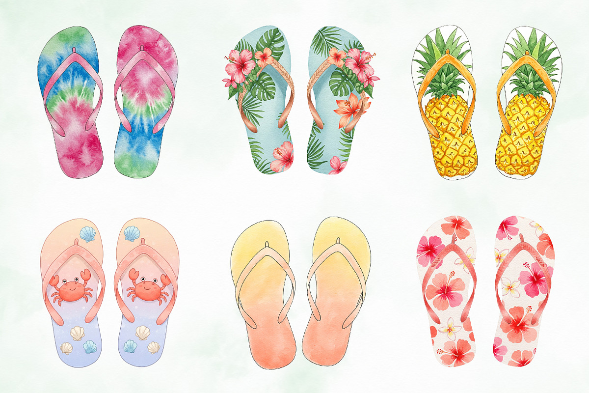 Summer Flip Flop Sublimation Clipart, an Illustration by Creative Art (Photo 5 of 8)