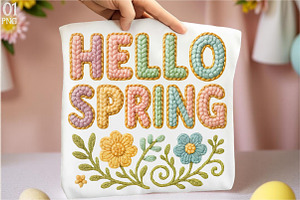 Faux Yarn Hello Spring PNG Sublimati, an Illustration by Libby Wishes