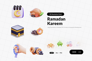 Ramadan Kareem 3D Illustration, an Object 3D Model by nixxdesign