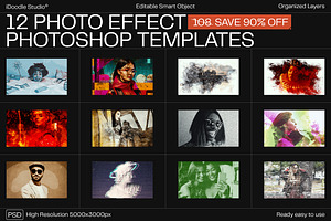 12 Photo Effect Templates, a Layer Style Add-On by iDoodle Studio