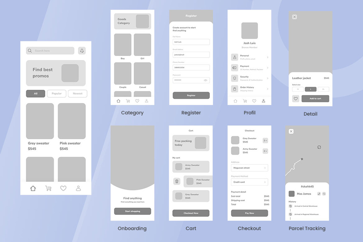 ecommerce Wireframe Apps, a Wireframe Template by INSPR STD (Photo 6 of 6)