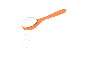 Spoon with sugar or salt. Teaspoon, a Food Illustration by Nadzin