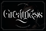 Greatness Ligatures Font, a Sans Serif Font by 177Studio (Thumbnail 1 of 8)