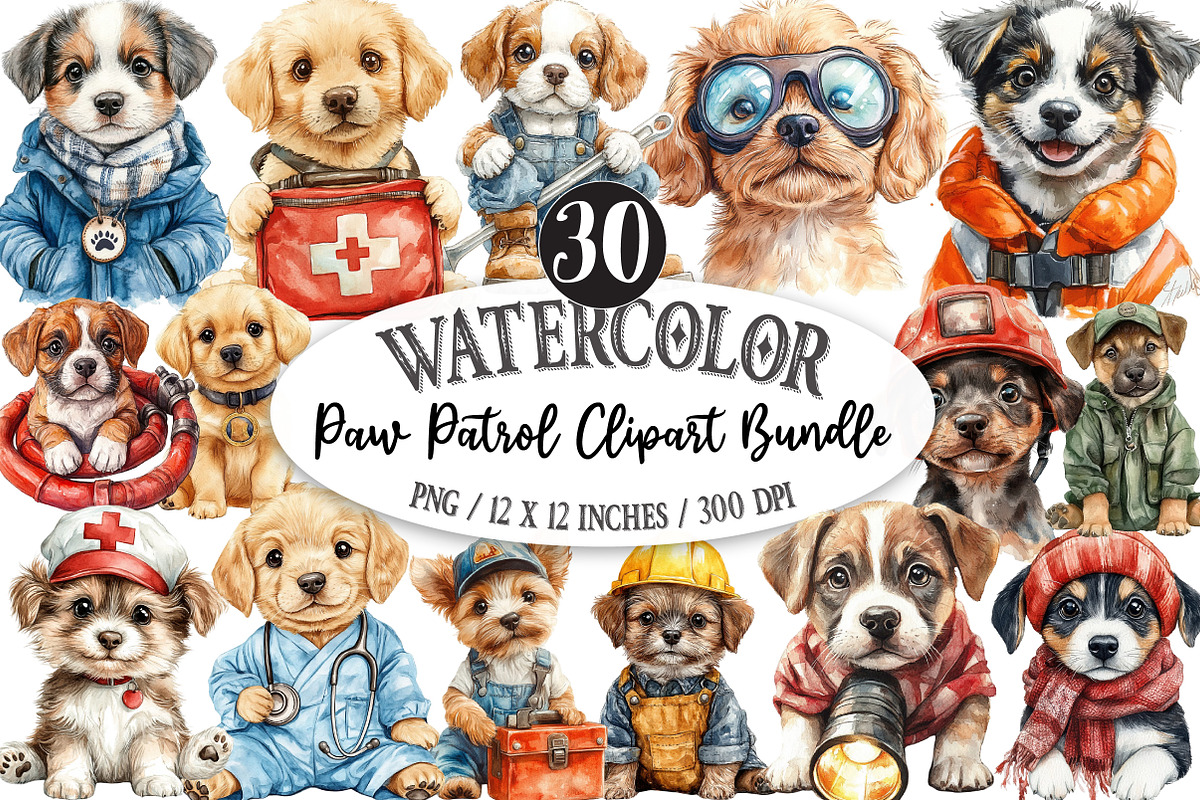 Paw Patrol Clipart Bundle, an Illustration by Designking (Photo 1 of 5)