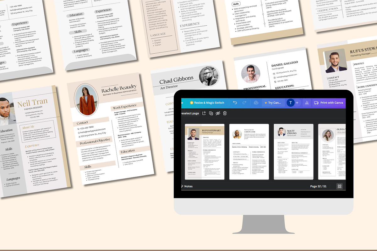 50 Professional Resume Templates, a Templates & Theme by TemplateCastleStore (Photo 7 of 10)