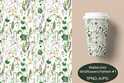Watercolor Wildflowers Pattern #1, a Pattern Graphic by TanyaOak (Thumbnail 1 of 7)