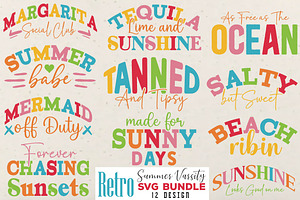 Retro Summer Varsity svg Bundle, an Object Graphic by DollarSmart