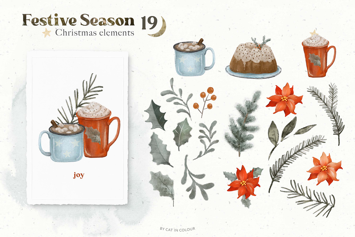 Festive Season. Cute Cats & Rabbits, an Animal Illustration by Cat In Colour (Photo 10 of 16)