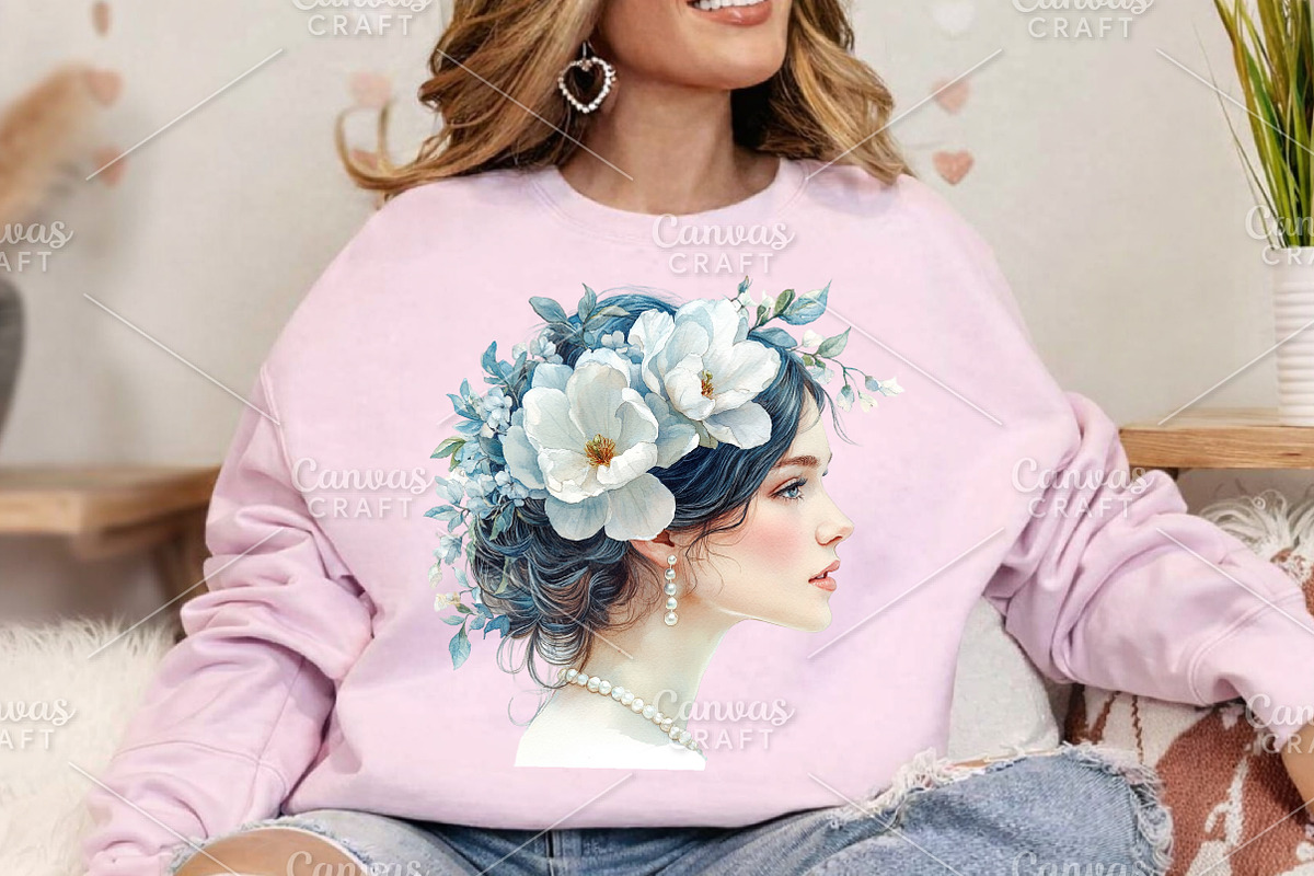 Watercolor Spring Vintage Woman PNG, an Illustration by Canvas Craft (Photo 4 of 7)
