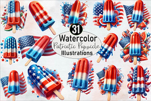 Watercolor Patriotic Popsicle Clipar, an Illustration by SVGArt