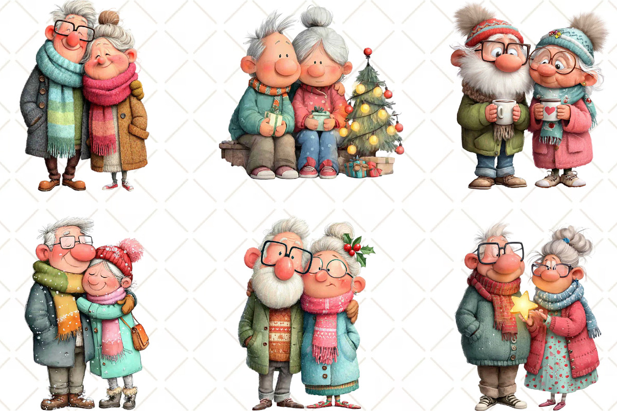 Quirky Christmas Old Couple Clipart, an Illustration by Black Bird Studio (Photo 6 of 6)