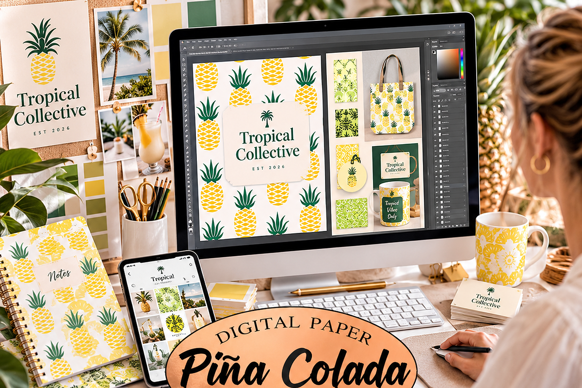 Pineapple patterns 'pina colada', a Pattern Graphic by Kiwi Fruit Punch (Photo 3 of 3)