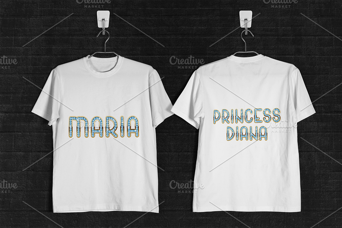Diamonds and gold - unique font, a Decorative Illustration by Retro Graphic Box (Photo 3 of 7)