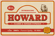 Howard - Retro Vintage Typeface, a Sans Serif Font by uyo66 (Thumbnail 1 of 14)