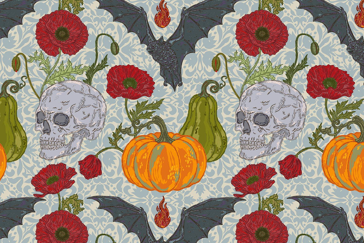Gothic Harvest Garden Pattern, a Pattern Graphic by NayaChu (Photo 2 of 9)