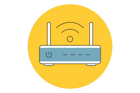 Wifi Router Outline Icon Flat