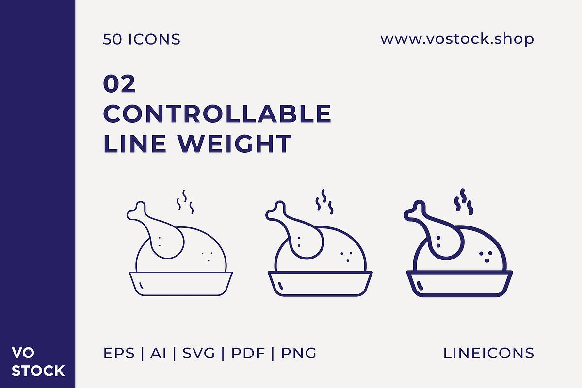 50 Thanksgiving Day Icons, an Outline Icon by vo.stock (Photo 4 of 6)