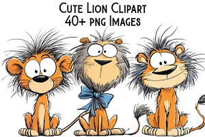 Cute Lion Clipart, an Illustration by Pixels.Craft