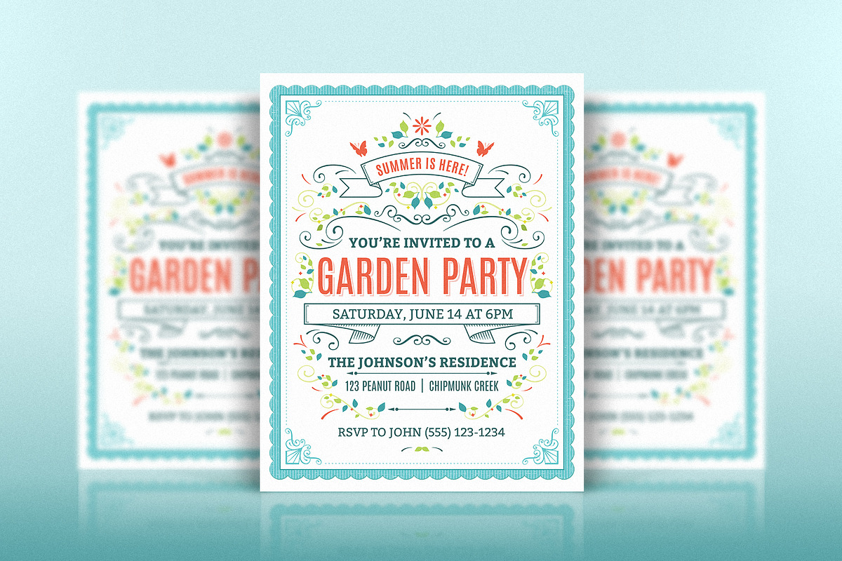 Garden Party Invitation Template, an Invitation Template by Mera Pixels (Photo 2 of 3)