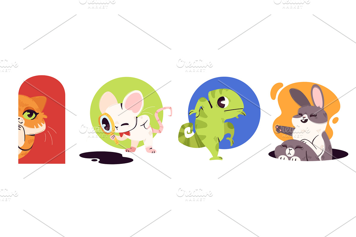 Kid friendly peeking animal, an Animal Illustration by art PVP - market
