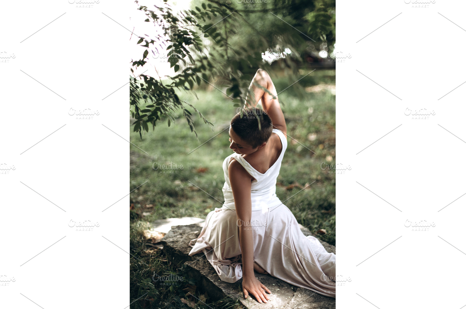 Woman meditating outdoor in nature, a Beauty & Fashion Photo by Anna Efetova
