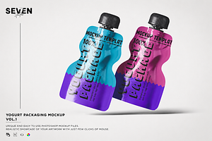 2 Plastic Yogurt Packaging Mockup, an Advertising Mockup by Se٧enStudio