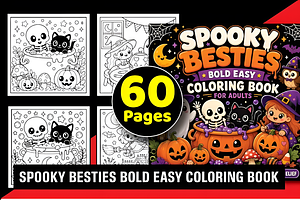 Spooky Besties Bold Easy Coloring, a Seasonal Illustration by Design Station