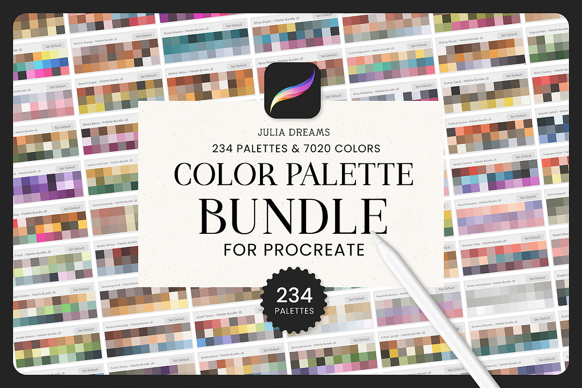 Color Palette Bundle for Procreate, a Palette Add-On by Julia Dreams (Photo 1 of 8)