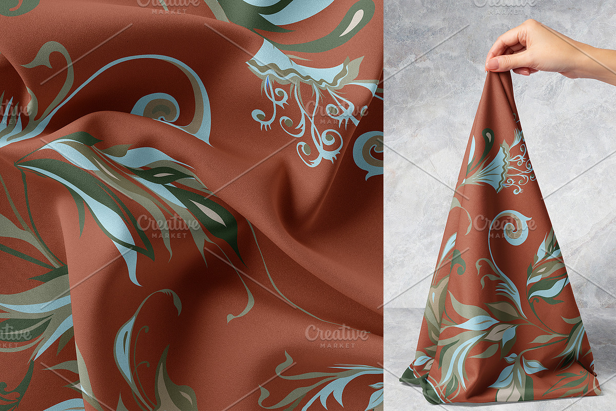 Terracotta Bloom Silk Scarf, an Object Graphic by ilustrinna (Photo 4 of 7)