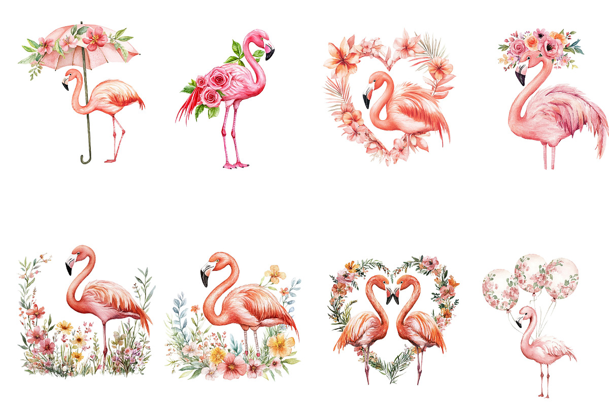 Floral Flamingo clipart, an Illustration by DreamArtGraphic (Photo 3 of 4)
