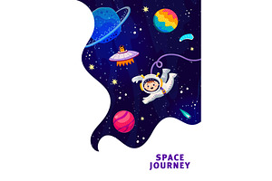 Cartoon Kid Spaceman In Outer Space