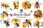 Honey Bee Clipart PNG, an Illustration by SinaCreation (Thumbnail 1 of 5)
