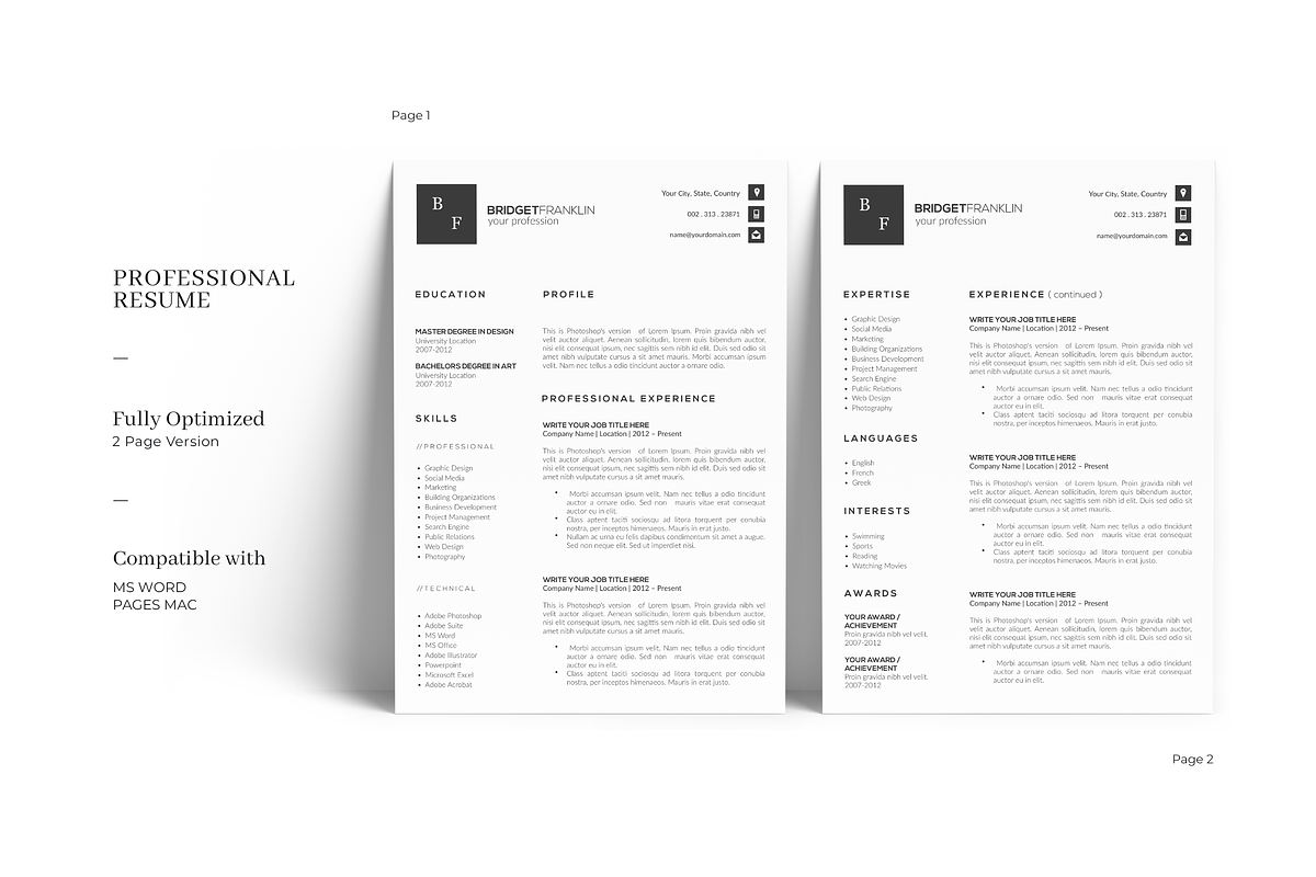 Creative Modern Resume Template, a Resume Template by GraphicFlava (Photo 2 of 8)