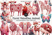 Floral Valentine Animal Clipart, an Illustration by Designworld (Thumbnail 1 of 10)