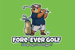 Fore-Ever Golf Bear Logo Design, an Animal Illustration by Izdihaar_Studio