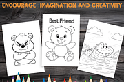 Cute Animal Coloring Pages for Kids, an Animal Illustration by LA Design (Thumbnail 5 of 10)