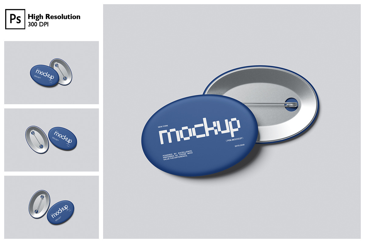 Oval Pin Button Badge Mockup, an Advertising Mockup by Gatamotion (Photo 1 of 5)
