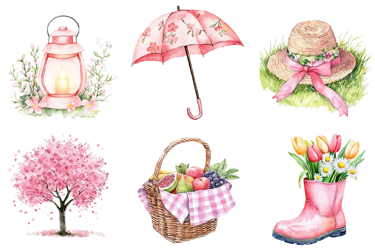 Watercolor Pink Spring Outdoor PNG, an Illustration by SinaCreation (Photo 5 of 5)