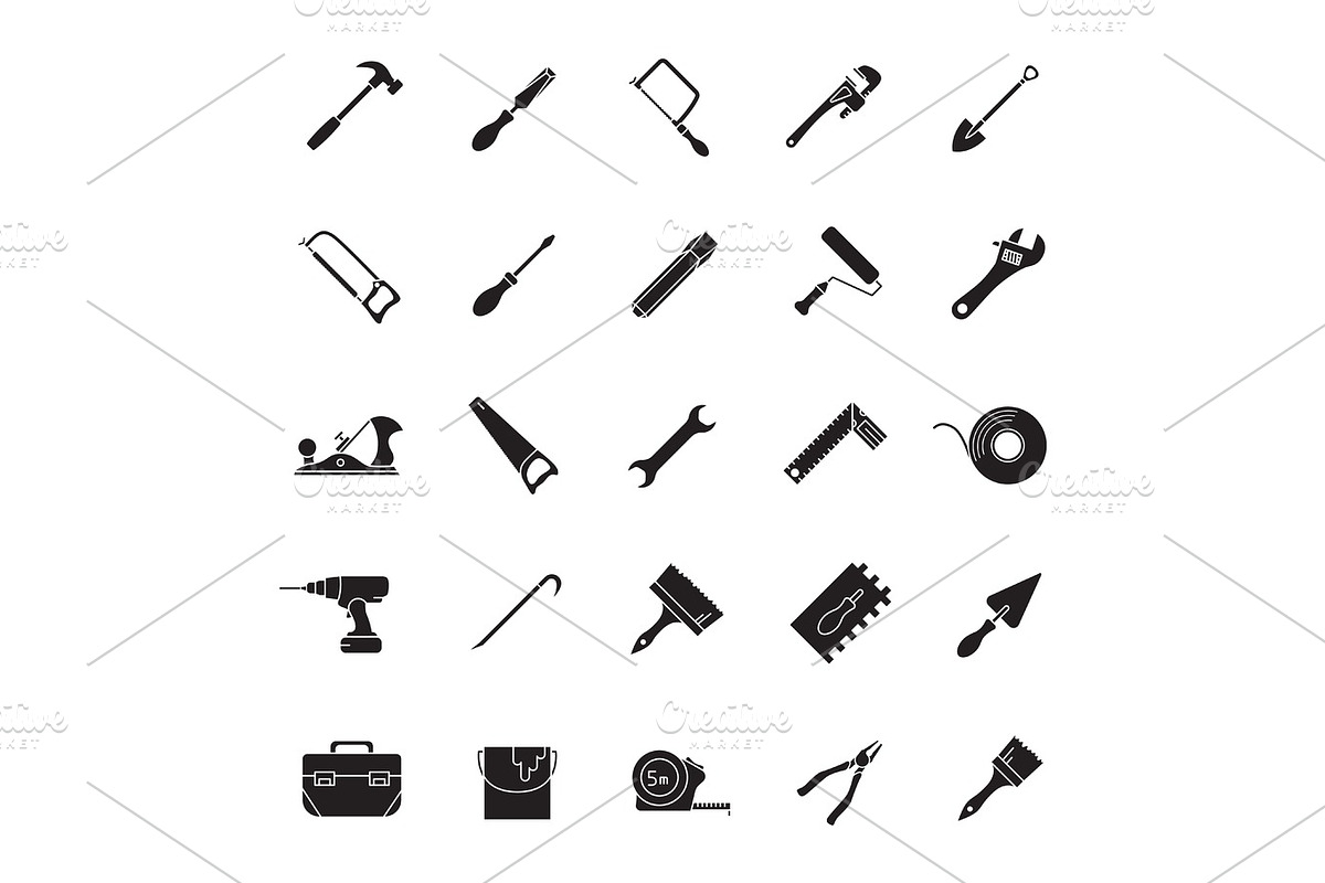 Construction tools glyph icons set, an Icon by IMG Visuals