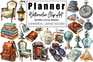 Watercolor Planner Clip Art, a Graphic by CitraGraphics
