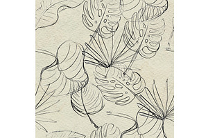 Black and white graphic tropical