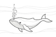 Whale Line Art Vector Bundle, an Illustration by yasushie (Thumbnail 32 of 51)
